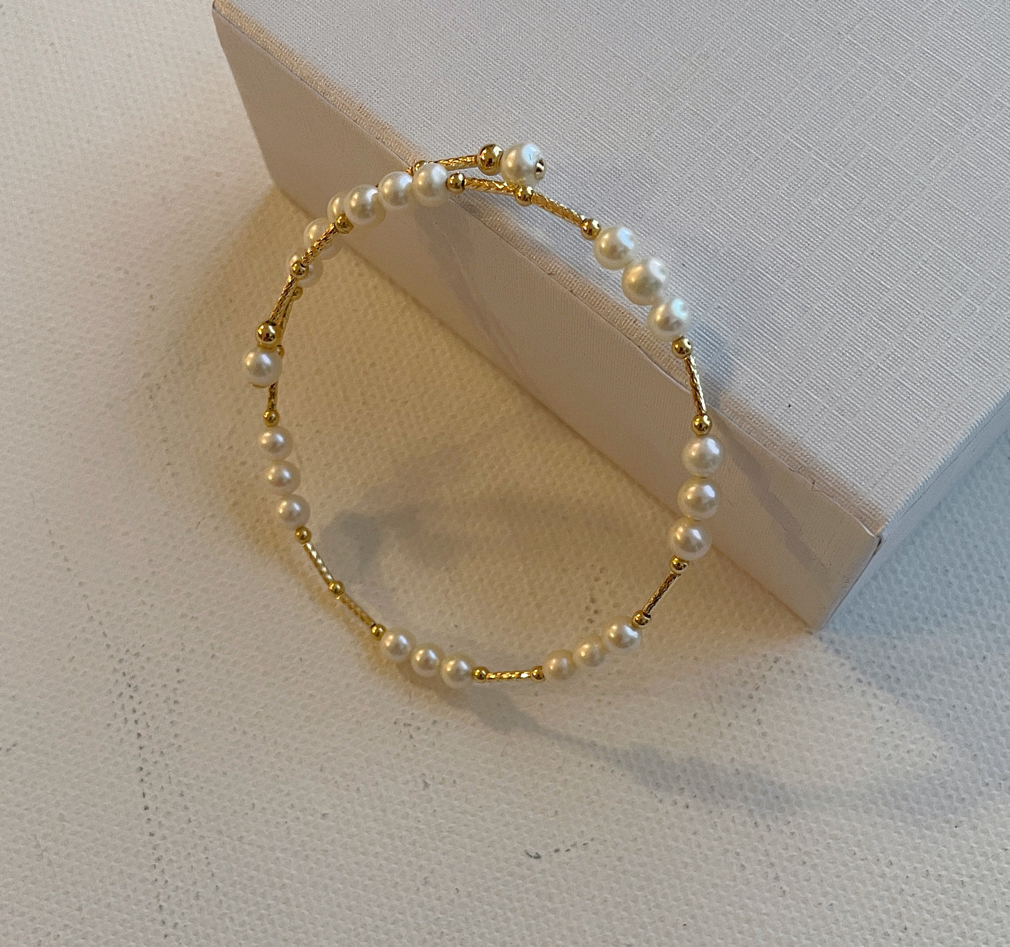 Genuine 18k guld med freshwater pearl Bracelet