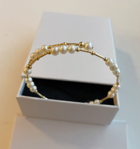 Genuine 18k guld med freshwater pearl Bracelet