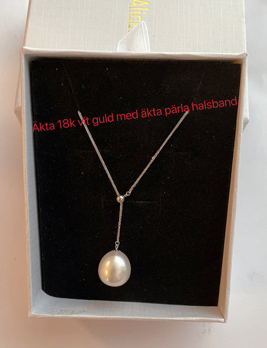 Genuine  18k white gold with Freshwater pearl nacklace