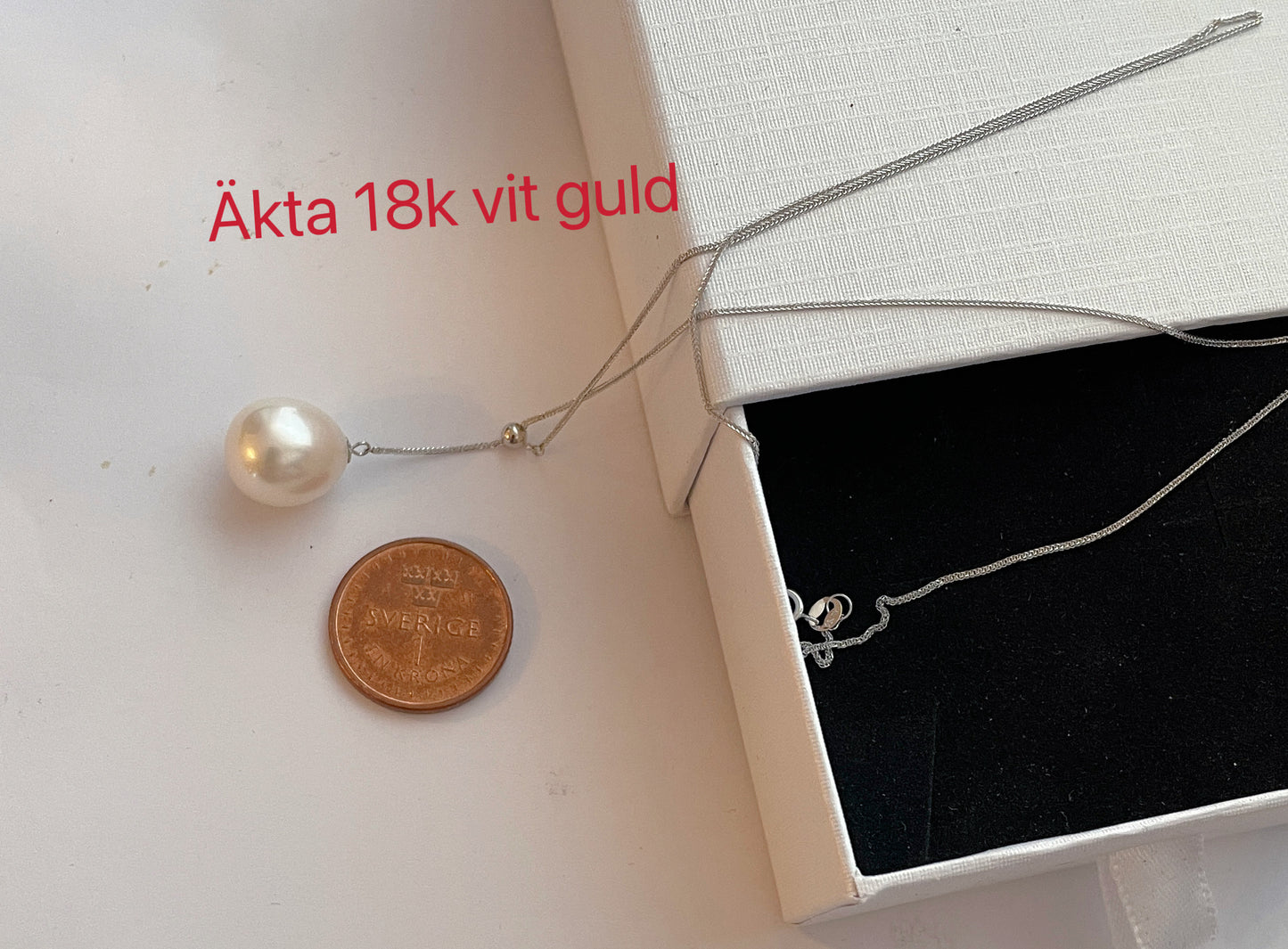 Genuine  18k white gold with Freshwater pearl nacklace