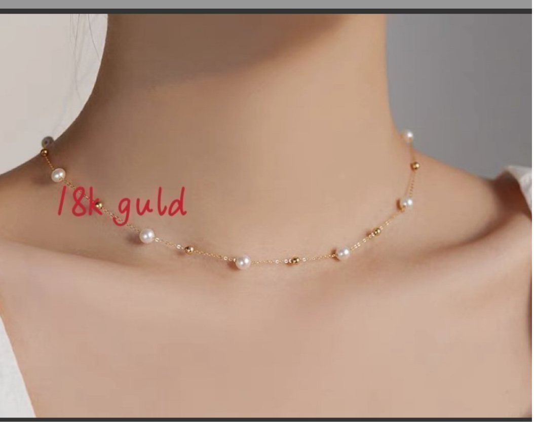 Genuine 18k guld with Freshwater  pearl nacklace