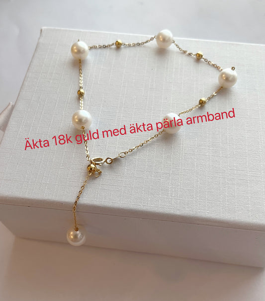 Real 18k guld with freshwater pearl Bracelet