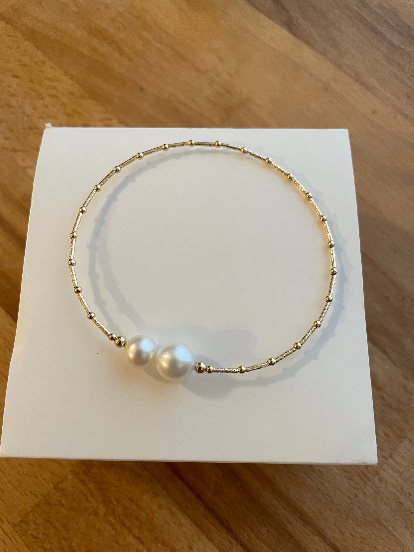 Genuine 18k gold with real Freshwater pearl Bracelet