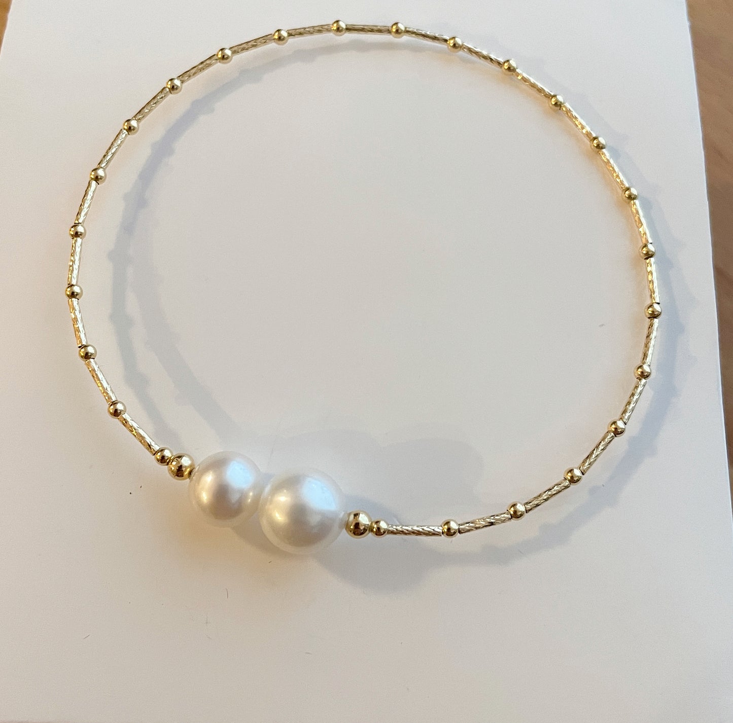 Genuine 18k gold with real Freshwater pearl Bracelet